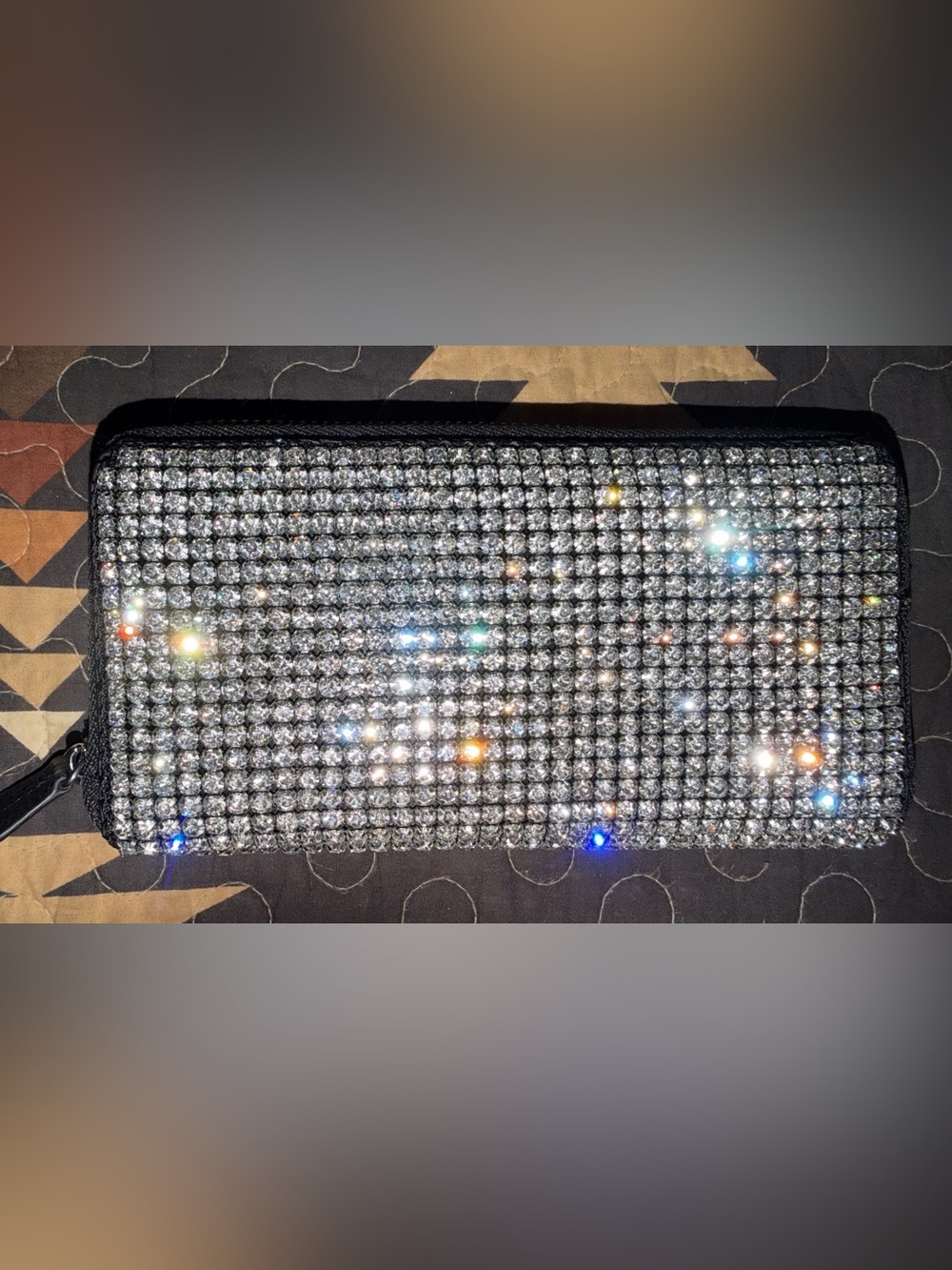 Rhinestone "Bling" Zip-Around Wallet / Clutch